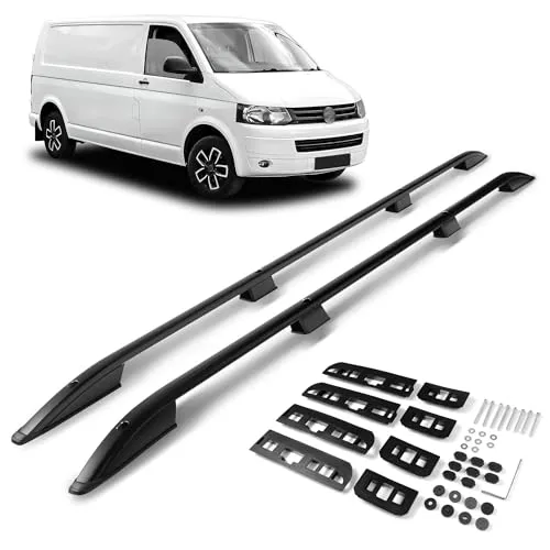 CHROMEMASTER | Dachreling Dachträger Kompatibel mit VW Transporter T5 L1 | SWB KURZ 2003-2015; Zur Befestigung der Dachgepäckträger, Dachkörben, Dachboxen oder Dachfahrradträger | Konstruktion aus Alu