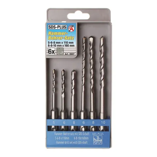 BGS-2007 I Hammer-Bohrer-Satz mit SDS-Schaft, Hartmetallspitze, 6-tlg.