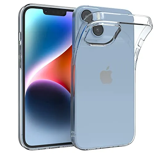 EAZY CASE Hülle kompatibel mit iPhone 14 Schutzhülle Silikon, Ultra dünn, Slimcover, Handyhülle, Silikonhülle, Backcover, Durchsichtig, Klar Transparent