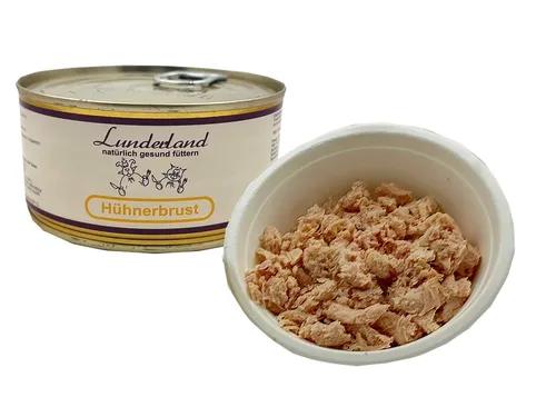 Lunderland Hühnerbrust 300g Dose 100% Hühnerfleisch Hundefutter Katzenfutter
