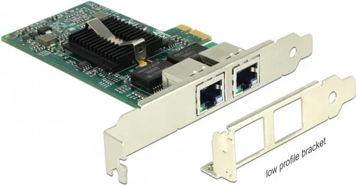 DELOCK 89944 - PCI Express Netzwerkkarte mit 2 x Gigabit Ethernet - Netzwerkkarten mit 2 x RJ45-Anschlüssen, ideal für schnelle Datenübertragung bis zu 1000 MBit/s und unterstützt Energy Efficient Ethernet.