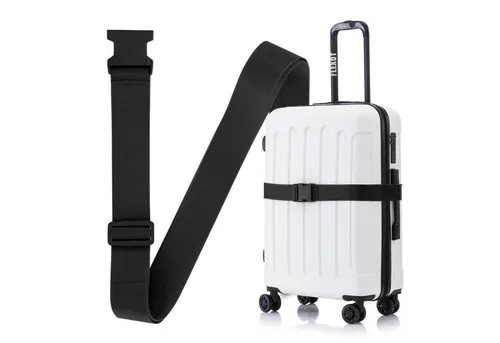 Flexot Koffergurt Koffergurt mit Clip-Schnalle, verstellbare Länge, Namensschild, Flexibel anpassbarer und stabiler Gurt mit praktischer Schnalle