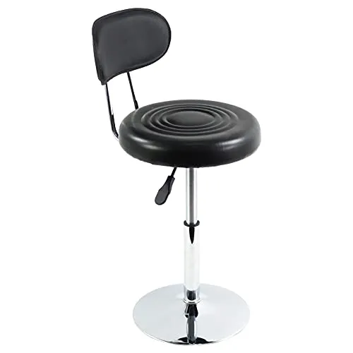 FURWOO Schemel PU Leder Arbeitshocker Stuhl Pulley Mini Hocker Zeichenhocker Geeignet für Barbershop Salon Multitask Drehhocker mit Rückenlehne (Schwarz)