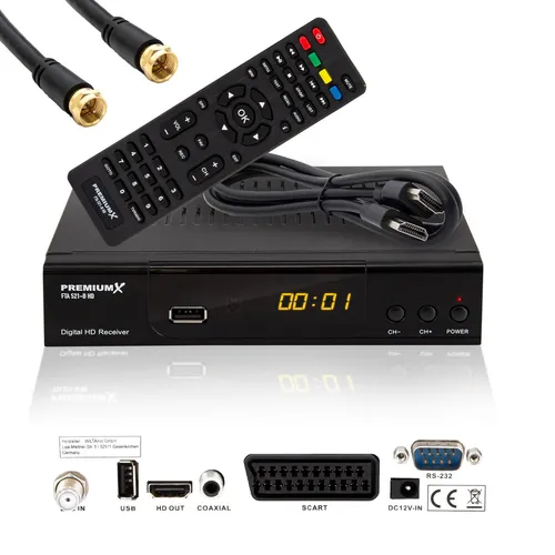 PremiumX Digitaler SAT Receiver HDMI SCART USB DVB-S2 HDTV