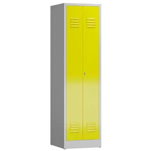 Steelboxx Mehrzweckschrank Spindschrank 2 Abteile - Hochschrank mit 2 Abteilen, komplett verschweißt und montiert, ideal für Umkleiden und Sozialräume. Praktische Kombination aus Fachböden und Kleiderstange für vielseitige Nutzung.