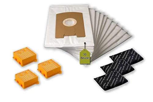 eVendix Filterset kompatibel mit Vorwerk Tiger, Kobold VT 260: 30 Staubsaugerbeutel, ähnlich FP 260, Staubbeutel + 3 Hygiene-Mikrofilter Hepa + 3 Aktivkohle-Filter