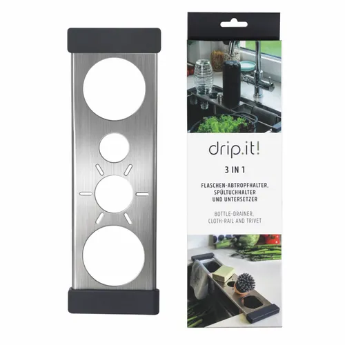 drip.it Abtropfhalter Flaschenhalter Untersetzer ausziehbar Edelstahl Silikon