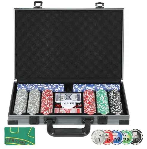 SPORTNOW Pokerkoffer Pokerset - Komplett Set mit 400 Chips - Pokersets für bis zu 10 Spieler, inklusive 400 professioneller Chips (11,5g), 2 Kartendecks und Spielmatte für unvergessliche Casino-Abende.