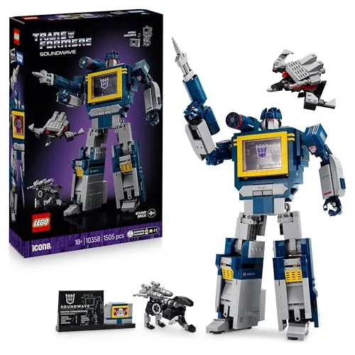 LEGO Icons 10358 Transformers: Soundwave - LEGO Icons Set mit 1.505 Teilen, ideal für Sammler und Fans ab 18 Jahren, detailgetreues Design und kreative Bauoptionen.