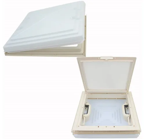 MPK 42 Dachluke Dachfenster 40 x 40 cm für Wohnwagen - Hochwertige Dachhaube mit Milchglashaube für optimale Lichtverhältnisse. Ideal für Dachstärken von 4,2 bis 7 cm. Klappbarer Rahmen mit Moskitonetz und Dauerlüftungssystem für frische Luft im Innenraum.