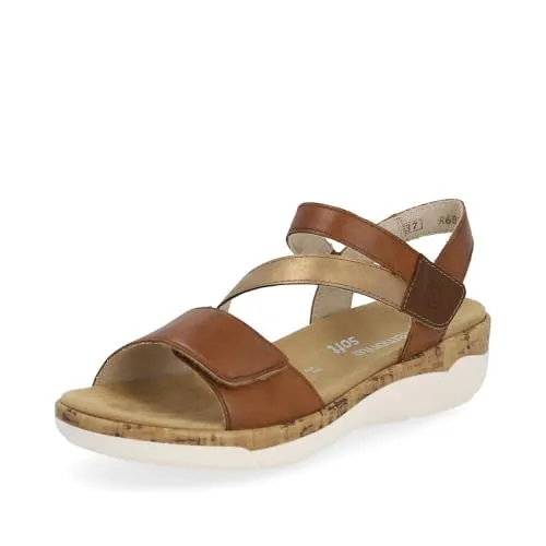 Remonte Sandalen Leder Riemchensandalette braun 40 EU - Wanderschuhe in Größe 40, aus hochwertigem Leder mit bequemem Klettverschluss und 4 cm Blockabsatz, ideal für lange Spaziergänge und den Sommer.