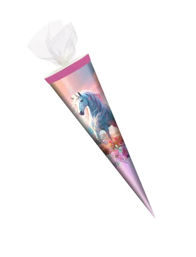 Schultüte / Zuckertüte / 35cm / rund / Tüllverschluss /