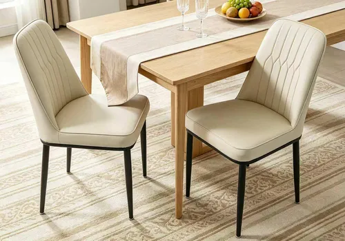 Esszimmerstühle 2er Set Kunstleder Beige – Modern und Komfortabel
