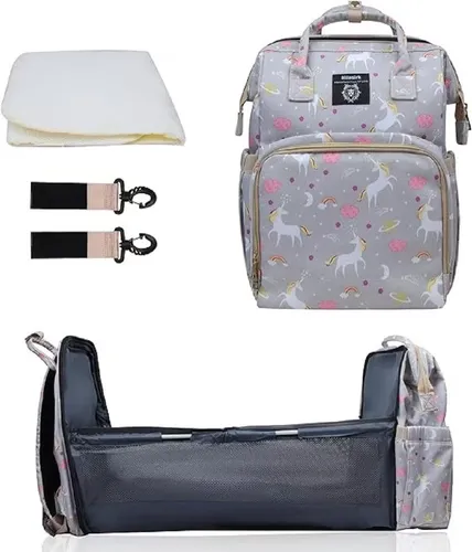 Wickeltasche mit Tragbarem Reisebett, Große Kapazität und Isolierten Fächern (Is