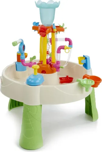 Wasserspieltisch Fountain Factory - Outdoor-Spielzeug für Kinder, fördert naturwissenschaftliches Lernen und soziale Interaktion mit 13 austauschbaren Rohren und niedlichen Accessoires für stundenlangen Spielspaß.