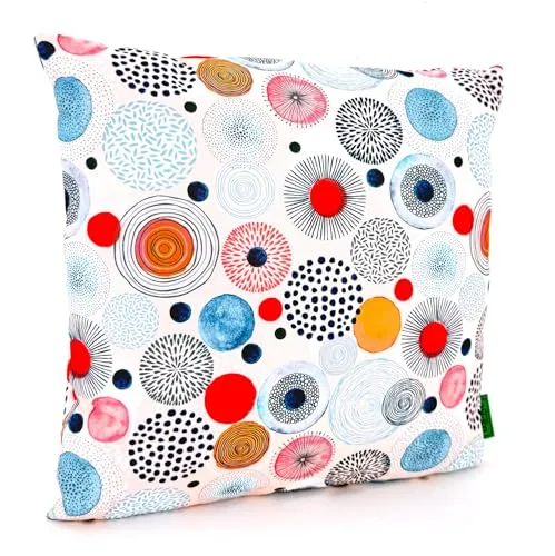 heimtexland ® Outdoor Deko Kissen 45x45 wetterfest Gartenkissen mit Füllung Lounge Dekokissen wasserabweisend Outdoorkissen Gartenkissen bunt Bedruckt Typ913 Kreise