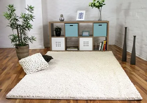 Snapstyle Luxus Hochflor Teppich Milano Creme - Teppich aus 100% Polypropylen mit ca. 43 mm Florhöhe - weich, pflegeleicht und schadstoffgeprüft, perfekt für Wohnzimmer, Schlafzimmer oder Flur.