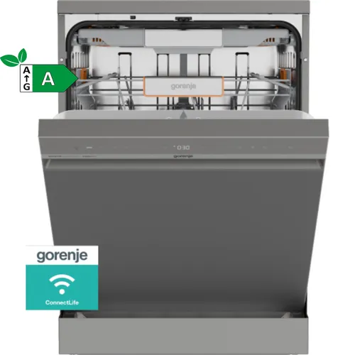 Gorenje Geschirrspüler Freistehend 60cm A Inverter AquaStop 16 Gedecke Silber