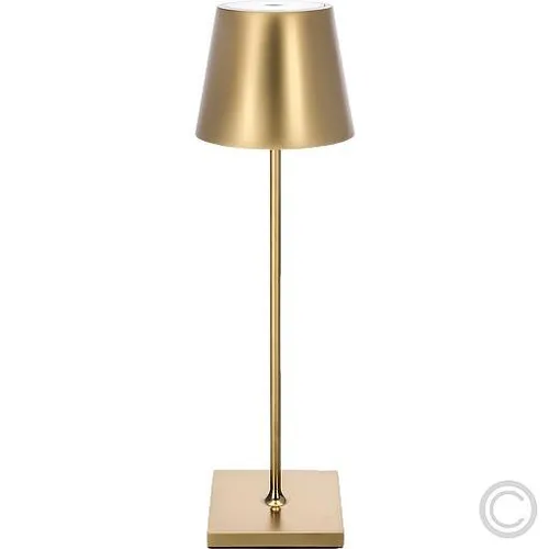 Akku-Tischleuchte Nuindie 380mm goldfarben rund - Tischleuchten: Stilvolle Akkuleuchte für drinnen und draußen mit IP54-Schutz und bis zu 12 Stunden kabellosem Licht.