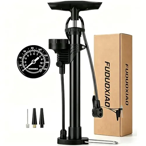 Fahrradpumpe alle Ventile,Fahrradpumpe mit Manometer,Fahrrad Luftpumpe mit Doppelventil,Luftpumpe Fahrrad mit 2Adaptern,Leistungsstarke Fahrrad Pumpe Luft für Fahrrad Französische Ventile-11Bar/160PSI