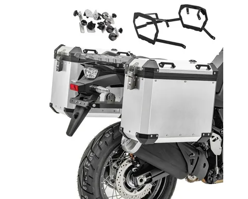 Alu-Koffer + Kofferträger für BMW F 750 GS 18-23 GX38 silber - Praktischer Alu-Koffer mit robustem Kofferträger für BMW F 750 GS, ideal für Reisen und den täglichen Gebrauch. Hohe Qualität und einfache Montage.