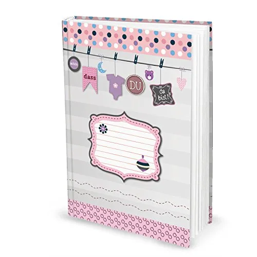 Logbuch-Verlag Baby Tagebuch rosa Schön dass Du da bist XXL DIN A4 leeres Notizbuch für das erste Jahr