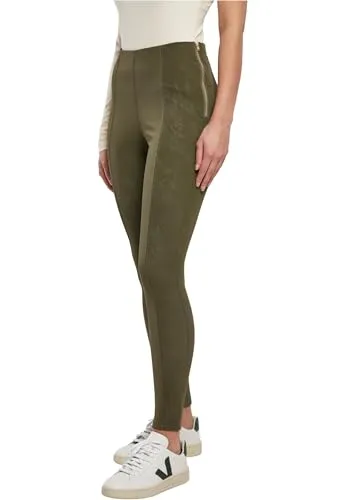 Urban Classics Damen Ladies Washed Faux Leather Pants Olive, XL - Damen-Hosen in edlem Design, ideal für Büro und Freizeit. Aus leichtem, komfortablem Material gefertigt, bieten sie vielseitige Kombinationsmöglichkeiten.