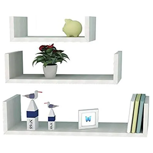 Mojawo 3er Set Wandregal Hängeregal CD-Board Bücherregal Schweberegal MDF Weiß B30/45/60cm