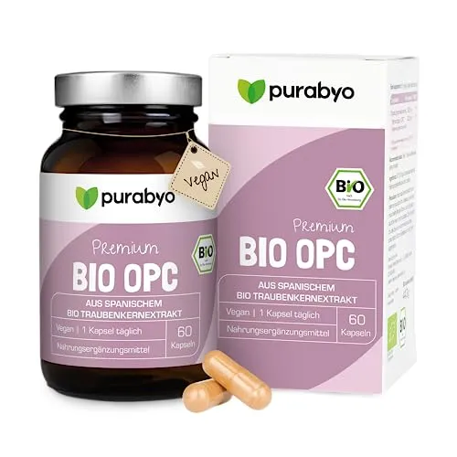 OPC BIO Traubenkernextrakt | 300mg OPC/Kapsel | Vegan & Bio - Fruchtextrakt aus Traubenkernen, HPLC-laborgeprüft, aus nachhaltigem Bio-Anbau in Spanien, ohne Zusätze und in lichtgeschützten Gläsern verpackt.