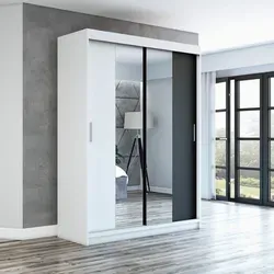 Schwebetürenschrank NEO, 2-türig mit Spiegel 160 cm - Schiebetürenschrank mit modernem Design, gefertigt aus hochwertiger 16mm Laminatplatte und ausgestattet mit einem leichten Schiebetürsystem für optimalen Komfort. Ideal für stilvolle Schlafzimmer.