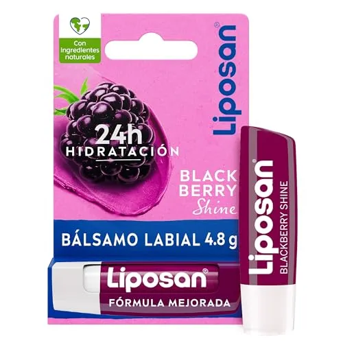Liposan Blackberry Shine (1 x 4,8 g), Himbeer-Lippenbalsam, farbiger Lippenbalsam, feuchtigkeitsspendender Lippenbalsam für schöne, weiche und saftige Lippen