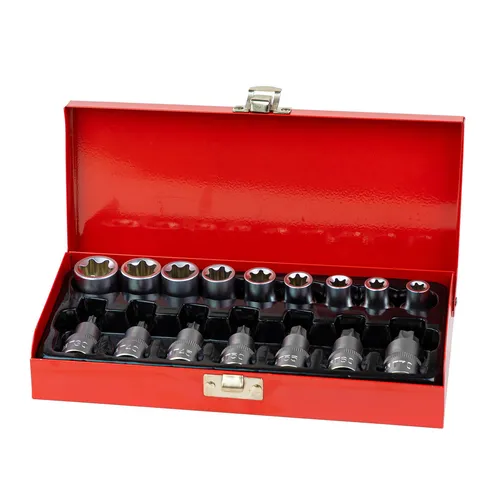 Steckschlüssel Bit Satz Knarrenkasten Rastschenkasten Nusskasten Sechsrund 16tlg