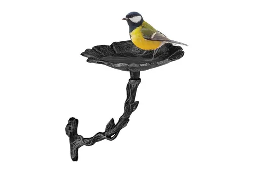 relaxdays Vogeltränke Gusseisen Vogeltränke für die Wand, silber