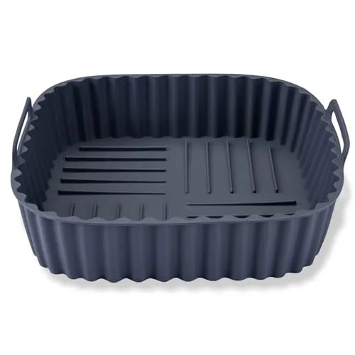 Fackelmann Silikonform für Heißluftfritteuse – 21 cm, Eckig, Aschgrau