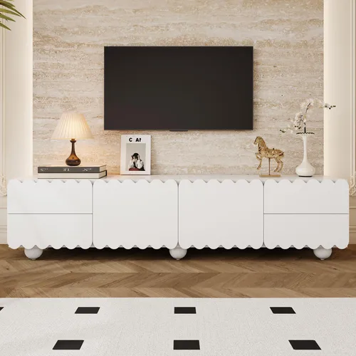 Modernes Lowboard, 175x38x37 cm, TV-Schrank mit 2 Türen und 4 Schubladen