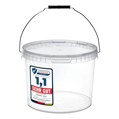 Garronda Putzeimer Eimer mit Deckel Transparent GD-0072 - 10-tlg. Set - Putzeimer Set für Lebensmittel und Chemikalien, lebensmittelecht und auslaufsicher, ideal zur Aufbewahrung von Mehl, Obst und Flüssigkeiten.
