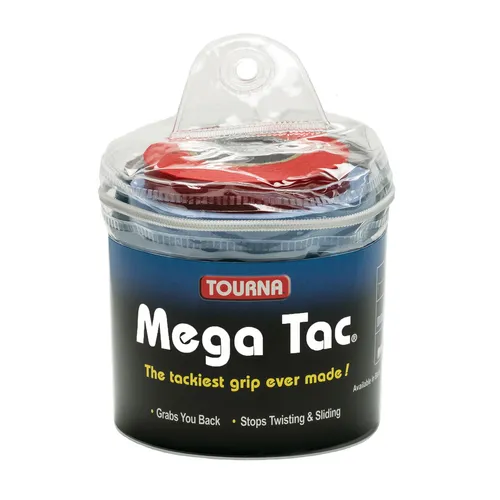 Tourna Mega Tac Tennisovergrip blau 30er Pack - Griffbänder für optimalen Halt und Schweißabsorption, ideal für ambitionierte Tennisspieler.