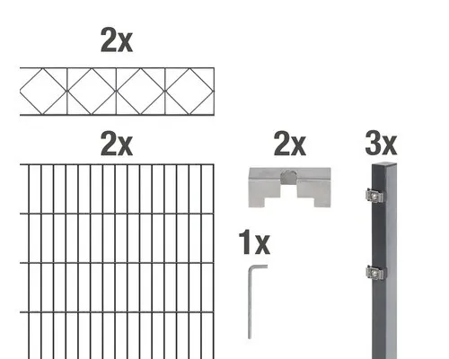 Doppelstabmatten-Set ALBERTS Bergen 200 x 100 cm, 4 m anthrazit - Gartenzäune aus robustem Metall, langlebig und stilvoll in Anthrazit, ideal für sicheren und modernen Sichtschutz.