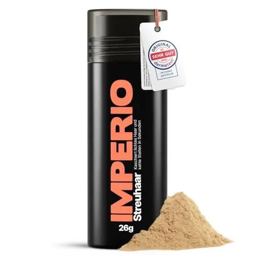 IMPERIO Streuhaar Mittelblond - Haarverdichtung in Sekunden - Haarmascara für sofortige Haarverdichtung: 100% natürliche Baumwollfasern für authentischen Look und extra Volumen, einfach anwendbar und rückstandslos entfernbar.