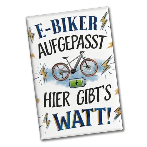 E-Biker Hier gibt es Watt! Souvenir Souvenir Magnet Lustiger Kühlschrank-Magnet für E-Bike Fans