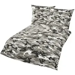 Traumschlaf Renforcé Camouflage Graphit Bettwäsche Set in grau von Traumschlaf
