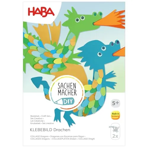 Produktbild HABA Sachenmacher Bastelset Fensterbild Drachen (2 Stück) – Komplettset für Kinder ab 5 Jahren, Drachen-Basteln mit Schuppen & Stickern, fördert Feinmotorik - 2013238