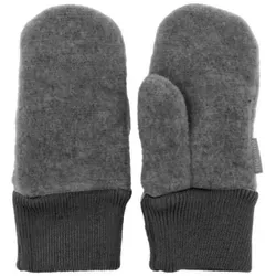 MAXIMO Fäustlinge GOTS MINI-Fausthandschuhe Daumen, Wollfleece, Strickbund (2-St) Wollfleece grau 3