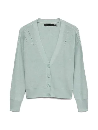 Vero Moda Cardigan in Hellblau - M - Strickjacke aus 50% LENZINGTM ECOVEROTM Viskose, mit V-Ausschnitt und Knopfleiste, ideal für nachhaltige Modebewusste.