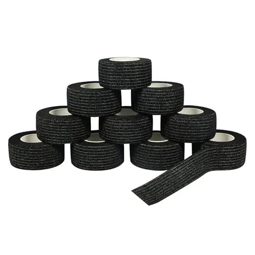 QiGui Selbstklebender Verband 10 Rollen 2,5cm x 4,5m Verbandsmaterial Pflaster Rolle Elastische Binde Bandage Fixierbinde Haftbandage Selbstklebend Fingerpflaster für Sport und Erste Hilfe Vet Wrap