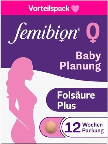Femibion 0 Babyplanung 84 St + Schwangerschaftstest - Nahrungsergänzungsmittel für Frauen, die schwanger werden möchten. Enthält Folsäure Plus für optimale Folatspiegel und unterstützt die Fruchtbarkeit. Ideal zur Vorbereitung auf die Schwangerschaft.