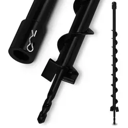 EBERTH Erdbohrer 40 mm - Hochwertiger Gartenbohrer aus Stahl - Erdbohrer für Zaunpfahl-, Pflanz- und Fundamentlöcher, langlebig und ideal für Garten und Landschaftsbau. Aus stabilem, lackiertem Stahl mit 800 mm Länge und 20 mm Aufnahme.