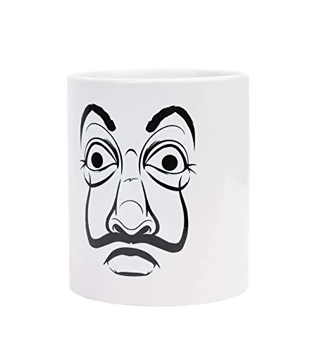 Erik Tasse Haus des Geldes Maske - Keramik Kaffeebecher Tasse Kaffee und Tee Dali Maske - Größe: 9,5 cm x 8 cm - Fassungsvermögen: 350 ml - Offizielle Lizenz