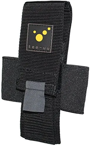 tee-uu MINI-LED Holster schwarz | für kleine Taschenlampen | inkl. 2 seitlichen Elastikschlaufen