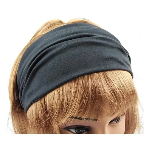 axy Haarband Yoga Stirnband Headband Hairband Wunderschön Damen Haarschmuck Sport Stirnbänder HB4 (Dunkelgrau, Extra breit)